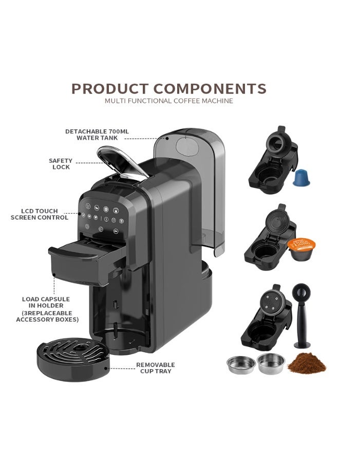 سوكاني ماكينة تحضير قهوة إسبريسو 3 في 1 متعددة الكبسولات 700 ml 1400 W أسود - Image 2